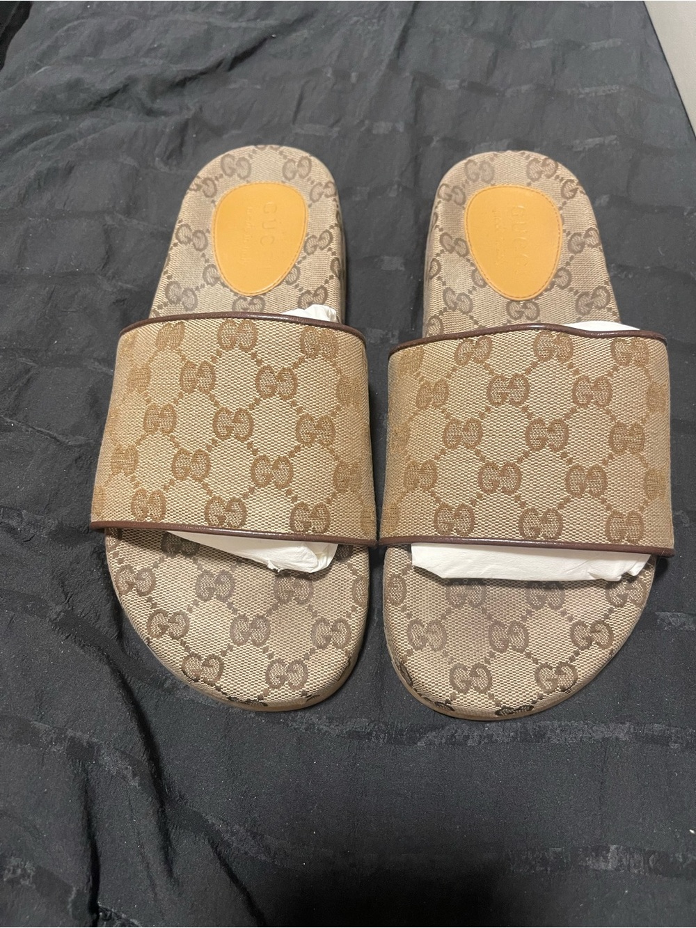 Gucci Brown Monogram Canvas Slide Sandals - Women